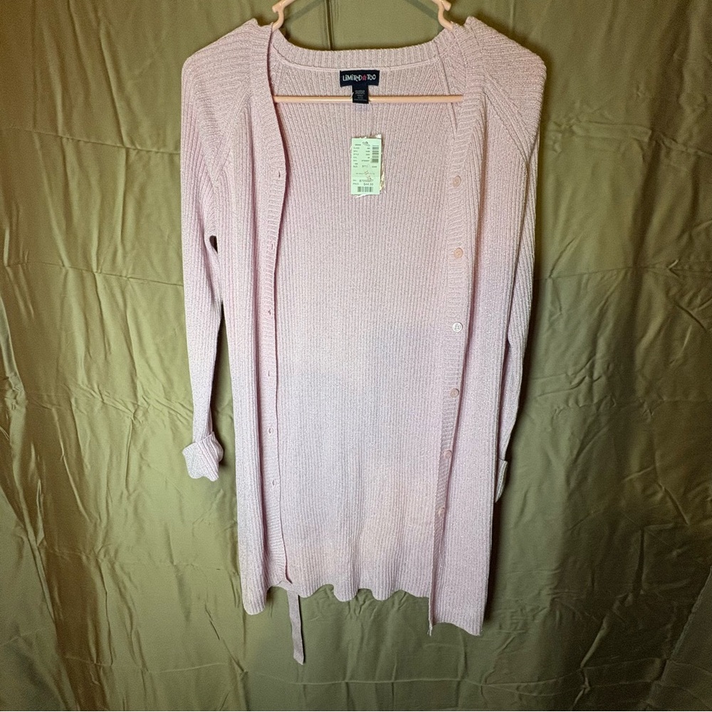 Limited Too Girls Sparkly Pink Long Cardigan Size S/10